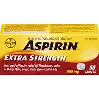 ASPIRIN Extra Strength 500mg, Fast & Effective Relief of Migraines, Headaches, Joint & Body Pain, Fever, Pain from Cold & Flu