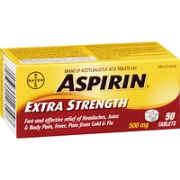 ASPIRIN Extra Strength 500mg, Fast & Effective Relief of Migraines, Headaches, Joint & Body Pain, Fever, Pain from Cold & Flu