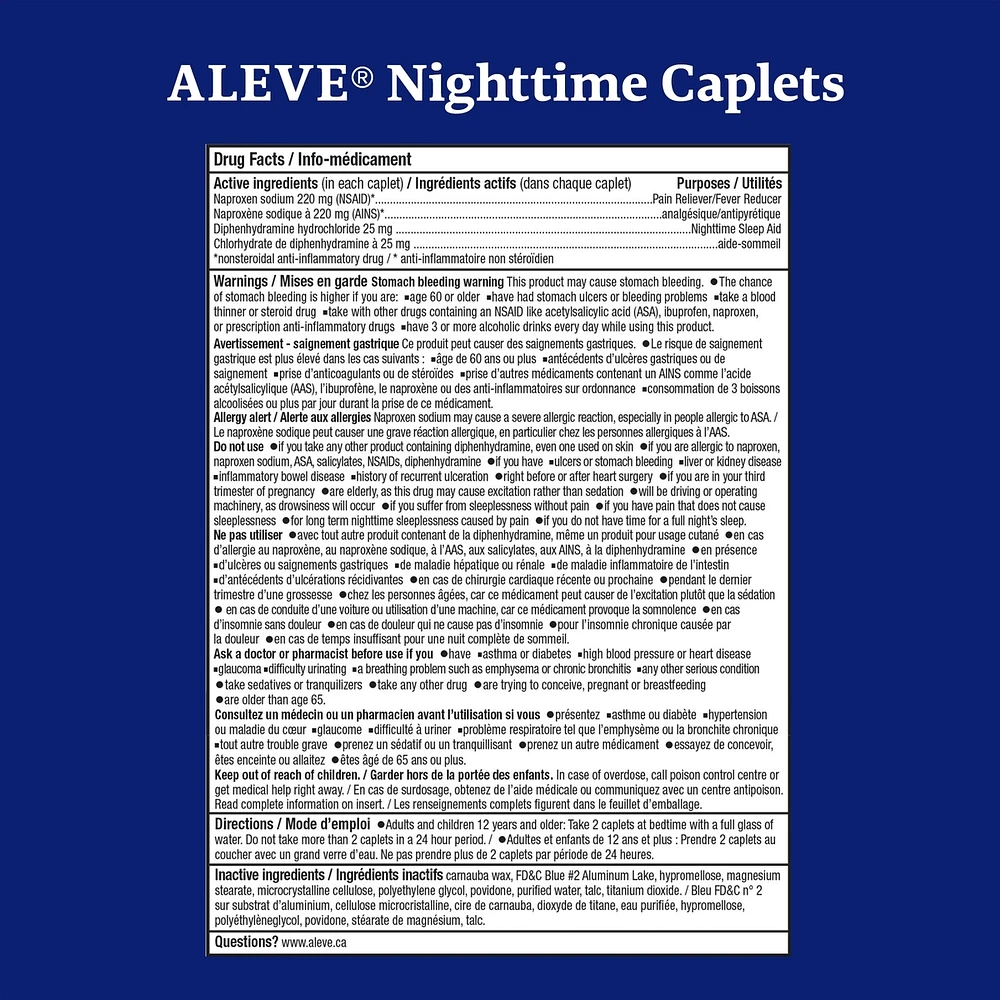 ALEVE Nighttime, Pain Reliever and Sleep Aid, Naproxen Sodium