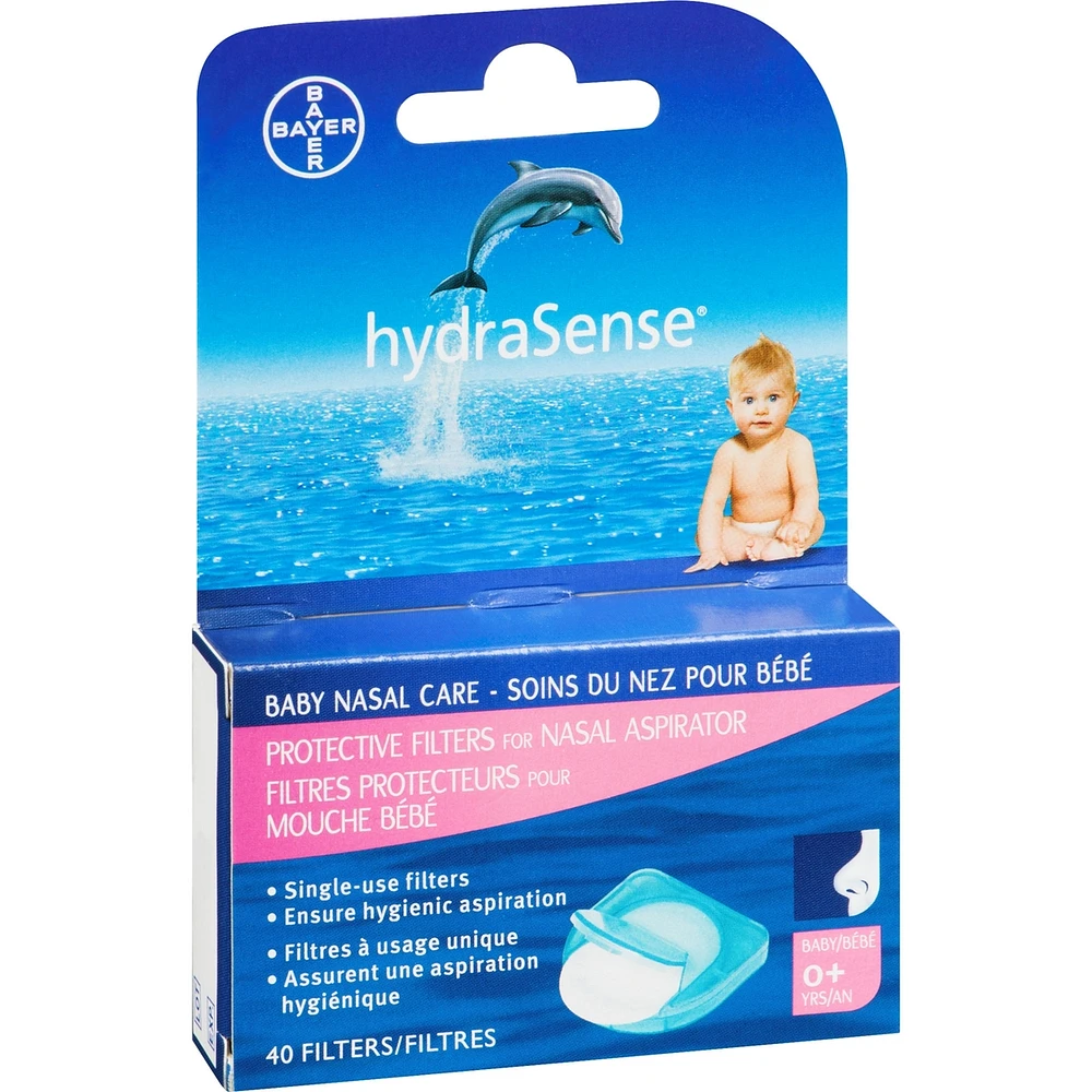 Filtres protecteurs pour Mouche bébé hydraSense, Soins du nez pour bébé, usage unique, 40 filtres