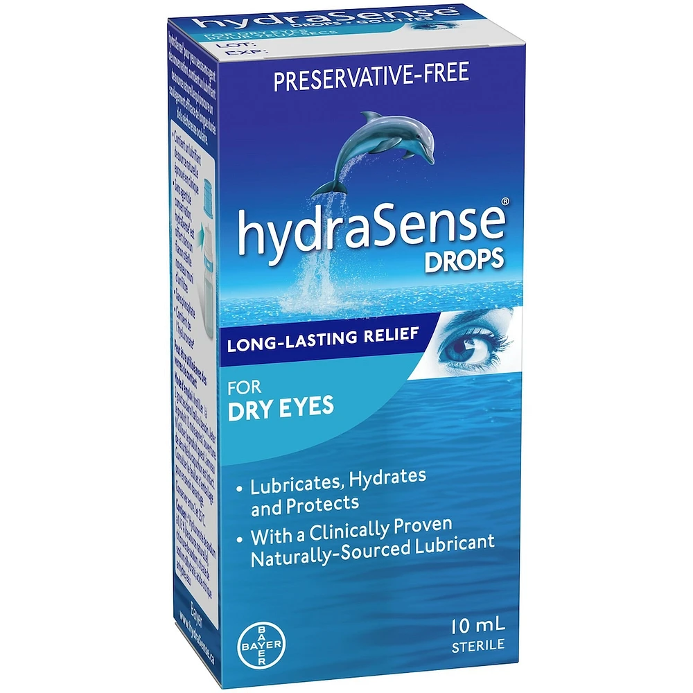 hydraSense Eye Drops, For Dry Eyes, Fast and Long-Lasting Relief, Preservative Free, Naturally Sourced Lubricant