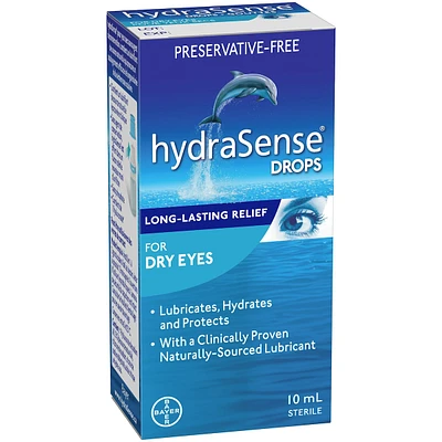hydraSense Eye Drops, For Dry Eyes, Fast and Long-Lasting Relief, Preservative Free, Naturally Sourced Lubricant