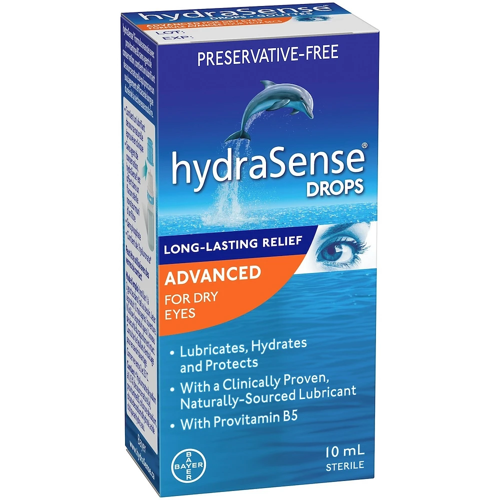 hydraSense Advanced Eye Drops, For Dry Eyes, Preservative Free, Naturally Sourced Lubricant, With Provitamin B5
