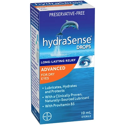 hydraSense Advanced Eye Drops, For Dry Eyes, Preservative Free, Naturally Sourced Lubricant, With Provitamin B5
