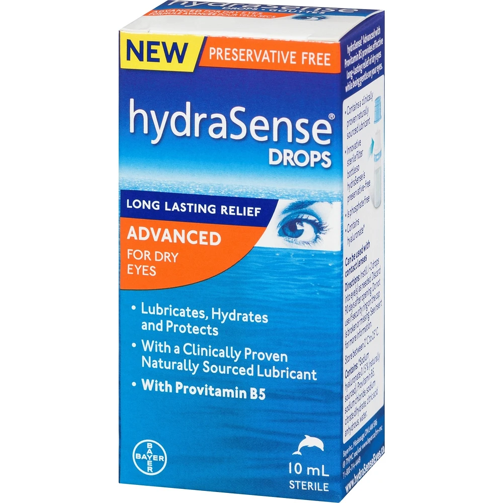 hydraSense Advanced Eye Drops, For Dry Eyes, Preservative Free, Naturally Sourced Lubricant, With Provitamin B5