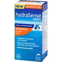 hydraSense Advanced Eye Drops, For Dry Eyes, Preservative Free, Naturally Sourced Lubricant, With Provitamin B5