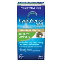 Gouttes oculaires hydraSense, soulagement des allergies, sans agent de conservation, de source naturelle, soulagement de longue durée, 10 mL