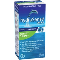 hydraSense Eye Drops, Allergy Relief, Preservative Free, Naturally Sourced, Long-Lasting Relief, 10 mL