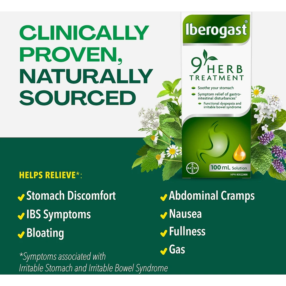 Iberogast 9 Herb Treatment, Gastro-intestinal Disturbance Symptom Relief, 100ml