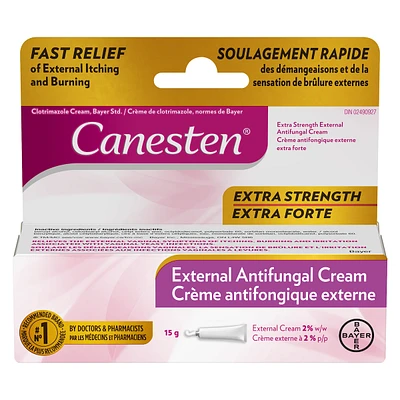 Canesten Extra Strength External Antifungal Cream for Yeast Infection, Relief from Itching and Burning, 15g