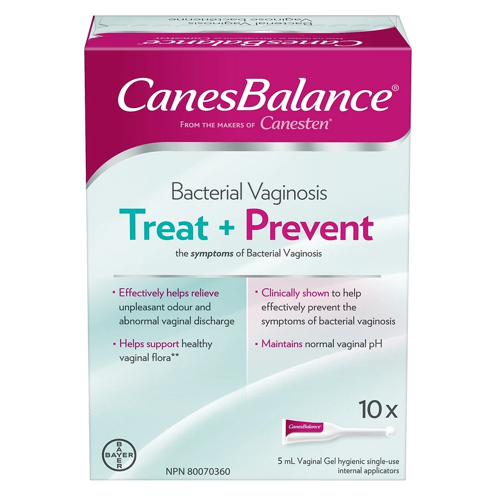 CanesBalance Treat and Prevent Vaginal Gel Bacterial Vaginosis, Effective Relief of Odour and Vaginal Discharge, 10 Single-Use Applicators