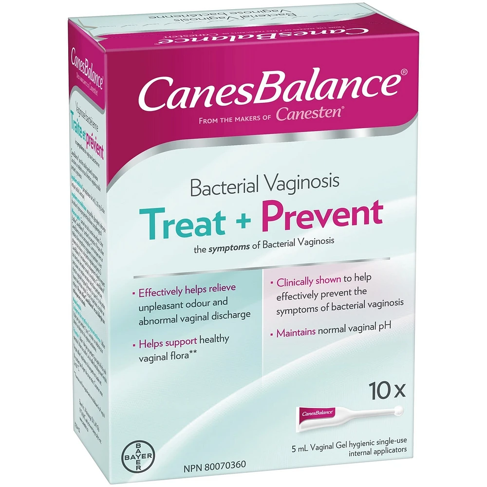 CanesBalance Treat and Prevent Vaginal Gel Bacterial Vaginosis, Effective Relief of Odour and Vaginal Discharge, 10 Single-Use Applicators
