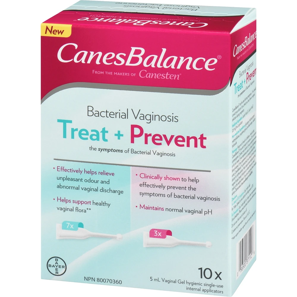 CanesBalance Treat and Prevent Vaginal Gel Bacterial Vaginosis, Effective Relief of Odour and Vaginal Discharge, 10 Single-Use Applicators