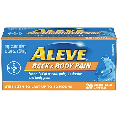 ALEVE Back and Body Pain Relief Liquid Gels, Up to 12 Hour Relief, Naproxen Sodium 220mg
