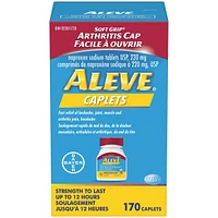 ALEVE Pain Relief Caplets With Easy Open Soft Grip Arthritis Cap, Up To 12-Hour Relief, Naproxen Sodium 220mg, 170 Caplets