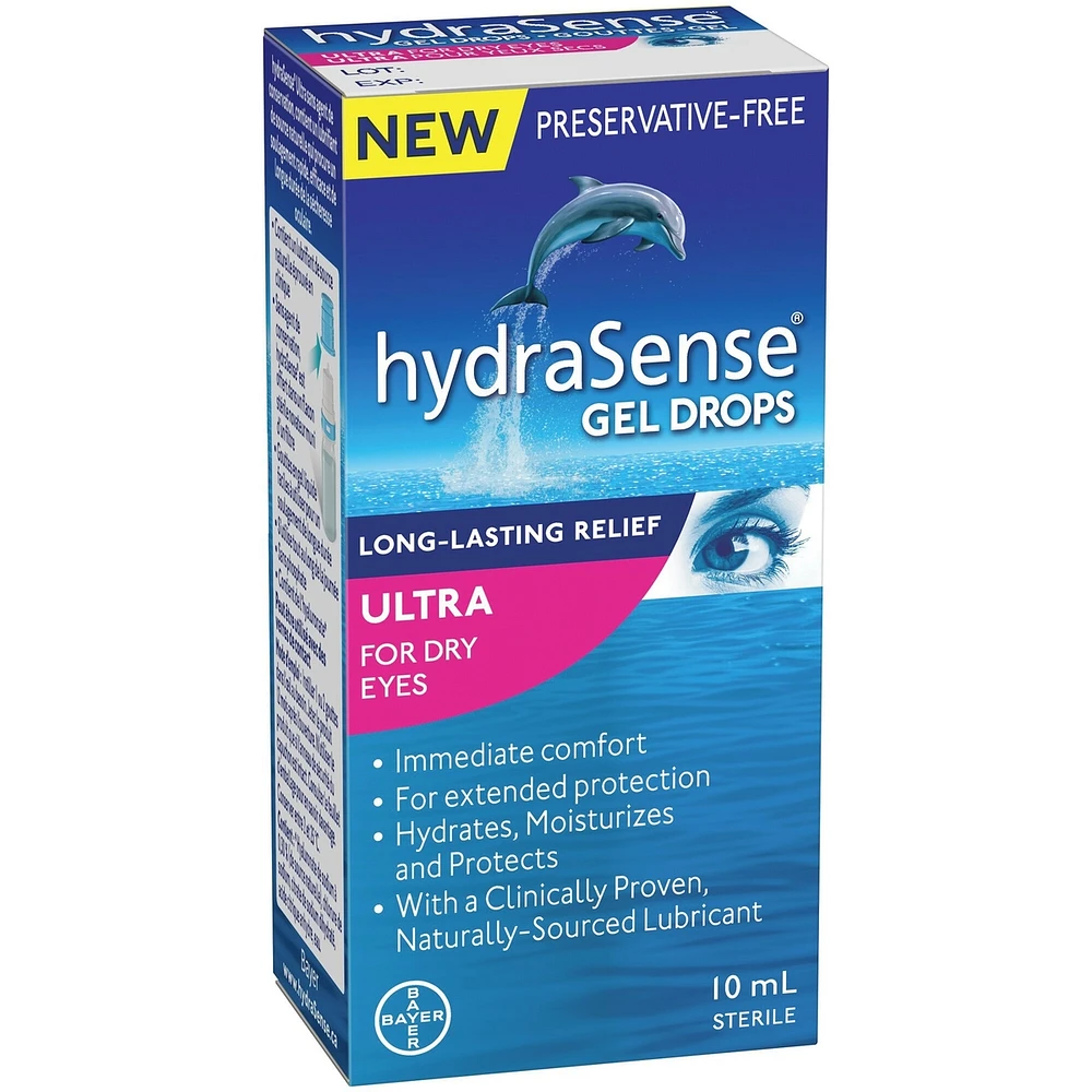 hydraSense ULTRA Eye Drops for Dry Eyes, Fast Long Lasting Relief, Preservative Free, Naturally Sourced Lubricant, 10ml
