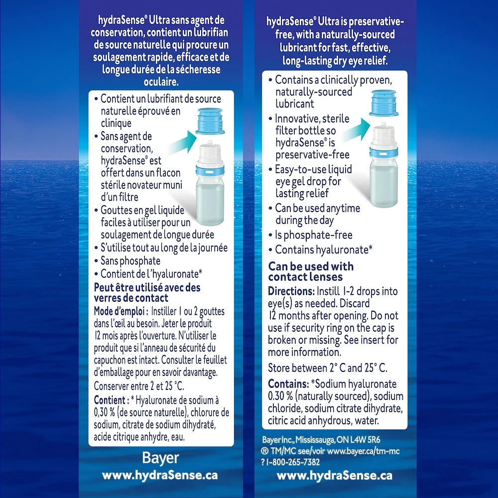 hydraSense ULTRA Eye Drops for Dry Eyes, Fast Long Lasting Relief, Preservative Free, Naturally Sourced Lubricant, 10ml