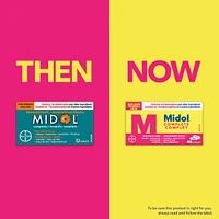 Midol formule complète offrant un soulagement rapide de la douleur associée aux multiples symptômes menstruels tels que les crampes, les maux de tête, les maux de dos et les ballonnements, 40 caplets