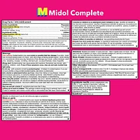 Midol formule complète offrant un soulagement rapide de la douleur associée aux multiples symptômes menstruels tels que les crampes, les maux de tête, les maux de dos et les ballonnements, 40 caplets