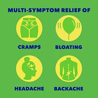 Midol PMS Caffeine-Free, Fast Relief of Pre-Menstrual Period Symptoms such as Irritability, Bloating, Cramps, Breast tenderness, Backache, Headaches and Muscle Aches. 40 Caplets