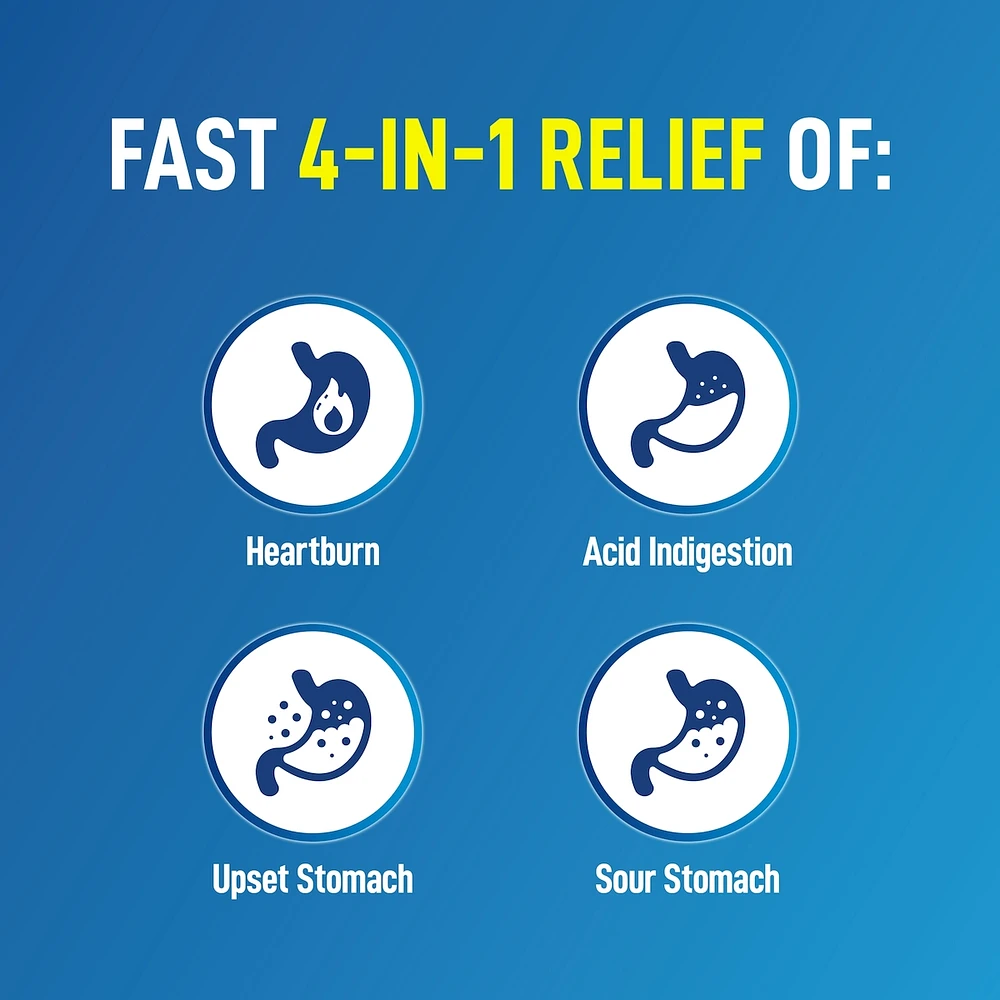Antacid Heartburn Relief Effervescent Tablets - Antacid Tablets For Heartburn And Upset Stomach, Contains Sodium Bicarbonate And Citric Acid, Lemon Lime Flavour