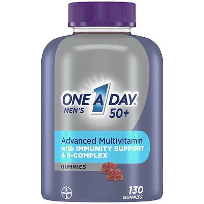 One A Day Men 50 Plus Multivitamin Gummies- Advanced Multivitamin Gummy with Immunity Support & B-Complex, Formulated with Vitamins & Minerals for Men 50+, 130 Gummies