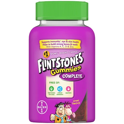 FLINTSTONES Complete Kids Multivitamin Gummies - Multivitamins for Kids, Kids Multivitamin Gummy Helps Maintain Good Health, Free of Artificial Sweeteners, Free of Aspartame, Free of Synthetic FD&C Dyes