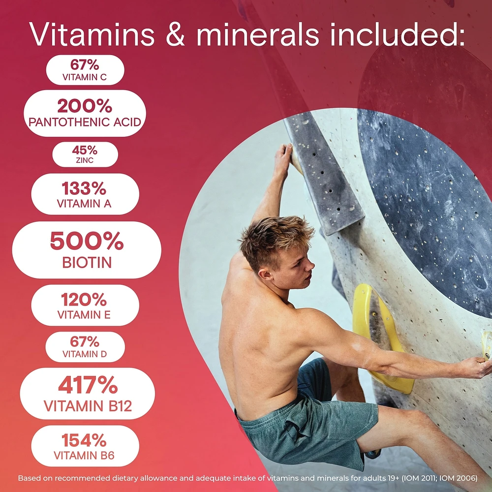Adult Multivitamin Gummies - Daily Gummy Multivitamins For Men And Women With Vitamins A, B6, B12, C, D, E, Biotin and Zinc, Supports Immunity And Bone Health