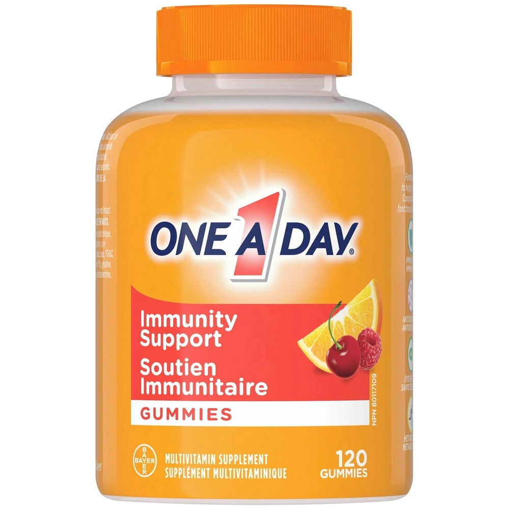 Gummies One A Day Multi+ avec soutien immunitaire – Multivitamines pour les femmes et les hommes avec soutien immunitaire quotidien contenant des vitamines C et D et du zinc pour soutenir la fonction immunitaire