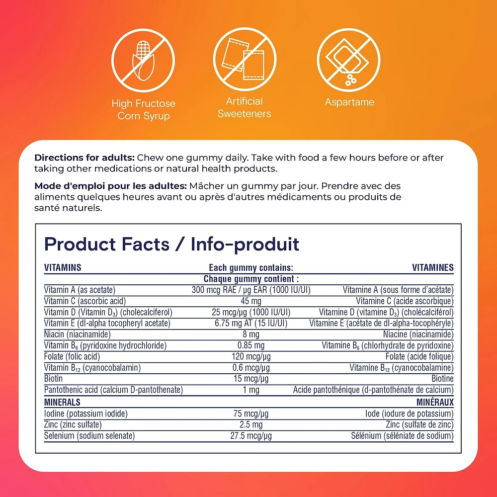 Gummies One A Day Multi+ avec soutien immunitaire – Multivitamines pour les femmes et les hommes avec soutien immunitaire quotidien contenant des vitamines C et D et du zinc pour soutenir la fonction immunitaire