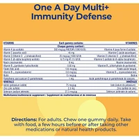 Gummies One A Day Multi+ avec soutien immunitaire – Multivitamines pour les femmes et les hommes avec soutien immunitaire quotidien contenant des vitamines C et D et du zinc pour soutenir la fonction immunitaire