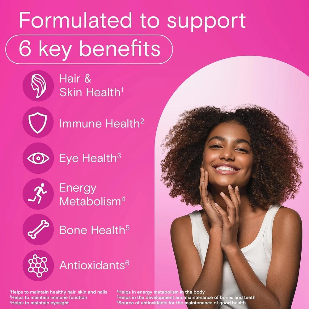 Multi+ Hair, Skin & Nails Multivitamin Gummies - Daily Vitamin Plus Support For Healthy Hair, Skin And Nails With Biotin And Vitamins A, C, E And Zinc For Women and Men