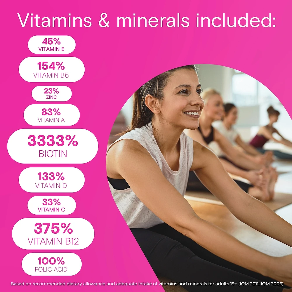 Multi+ Hair, Skin & Nails Multivitamin Gummies - Daily Vitamin Plus Support For Healthy Hair, Skin And Nails With Biotin And Vitamins A, C, E And Zinc For Women and Men