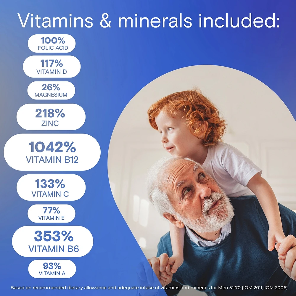 Multivitamins For Men 50 Plus - Daily Vitamins For Men With Vitamins A, B, C, D, E, Calcium, Selenium, Magnesium And Zinc To Support Immune, Bone, Heart And Eye Health, And Energy