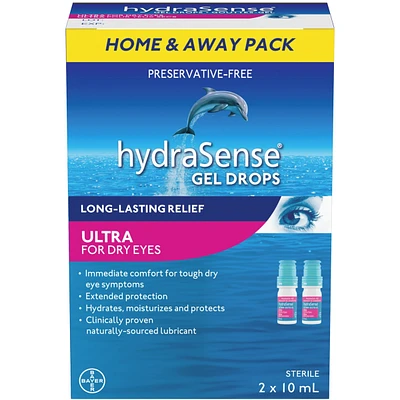 Ultra Eye Drops For Dry Eyes - Preservative Free Eye Drops, Gel Drops For Immediate Comfort And Extended Protection, Dry Eye Relief, Naturally Sourced, Can Use With Contacts, 2x10mL