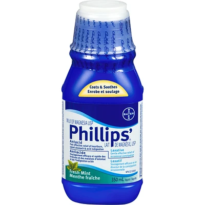 Phillips Milk of Magnesia Mint, Constipation Relief, Cramp Free, Stimulant-Free, Saline Laxative, 350ml
