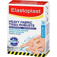 ELASTOPLAST Heavy Fabric Waterproof Adhesive Bandages, 15 Assorted Shapes