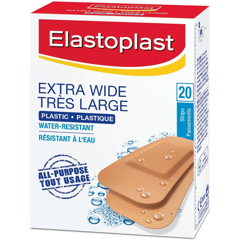 ELASTOPLAST Extra Wide Plastic Adhesive Bandages, 20 Strips