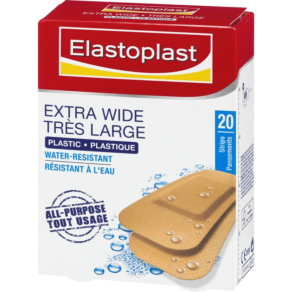 ELASTOPLAST Extra Wide Plastic Adhesive Bandages, 20 Strips