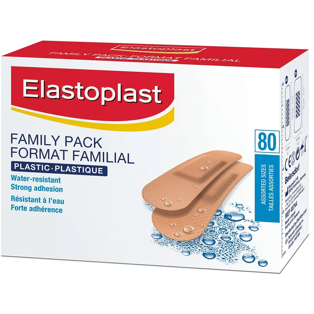 ELASTOPLAST Plastic, 80 Strips Family Pack
