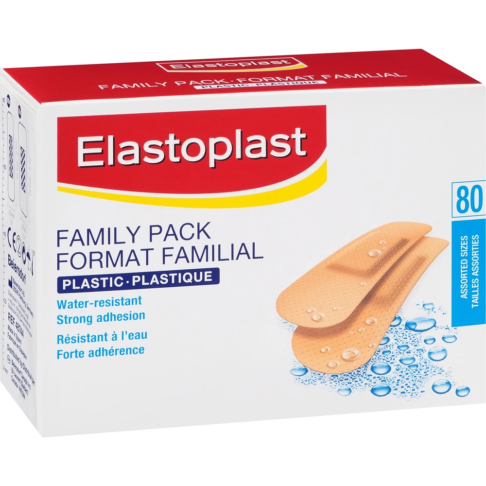 ELASTOPLAST Plastic, 80 Strips Family Pack