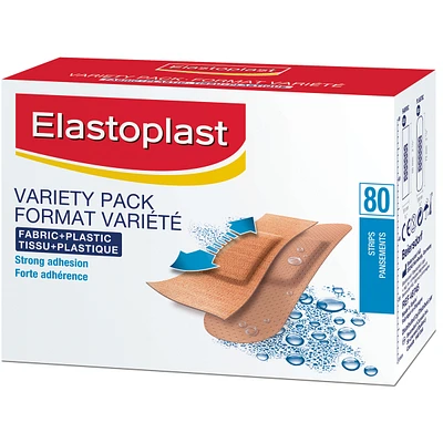 ELASTOPLAST Fabric + Plastic, 80 Strips Variety Pack