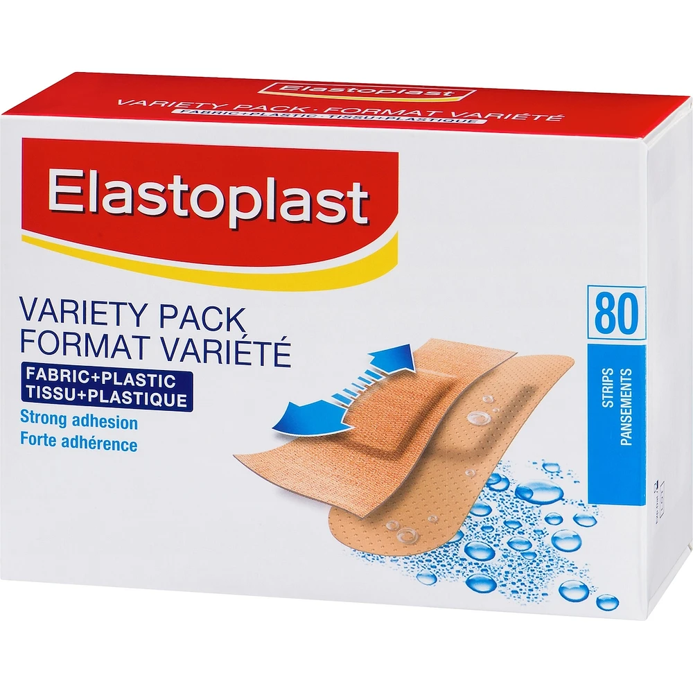 ELASTOPLAST Fabric + Plastic, 80 Strips Variety Pack