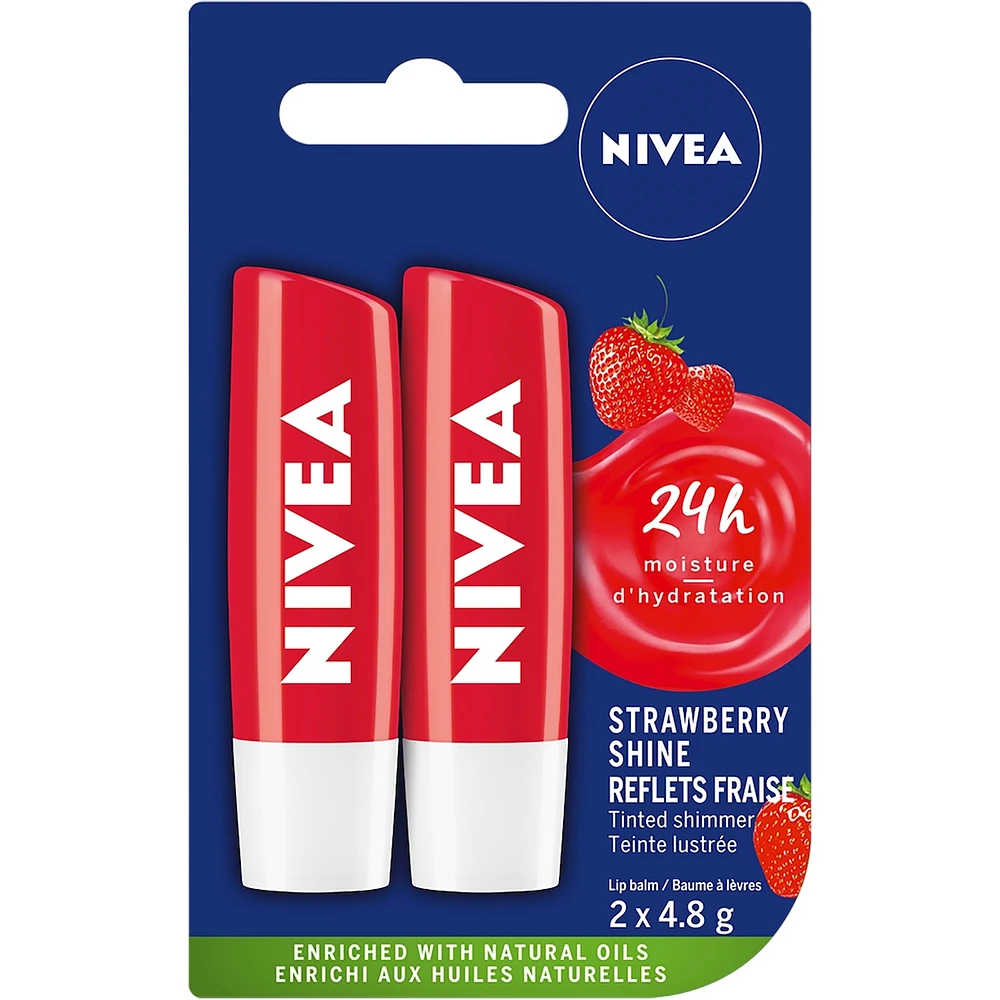 NIVEA Strawberry Shine Lip Balm (2x4.8g)