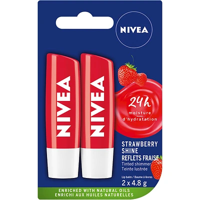 NIVEA Strawberry Shine Lip Balm (2x4.8g)