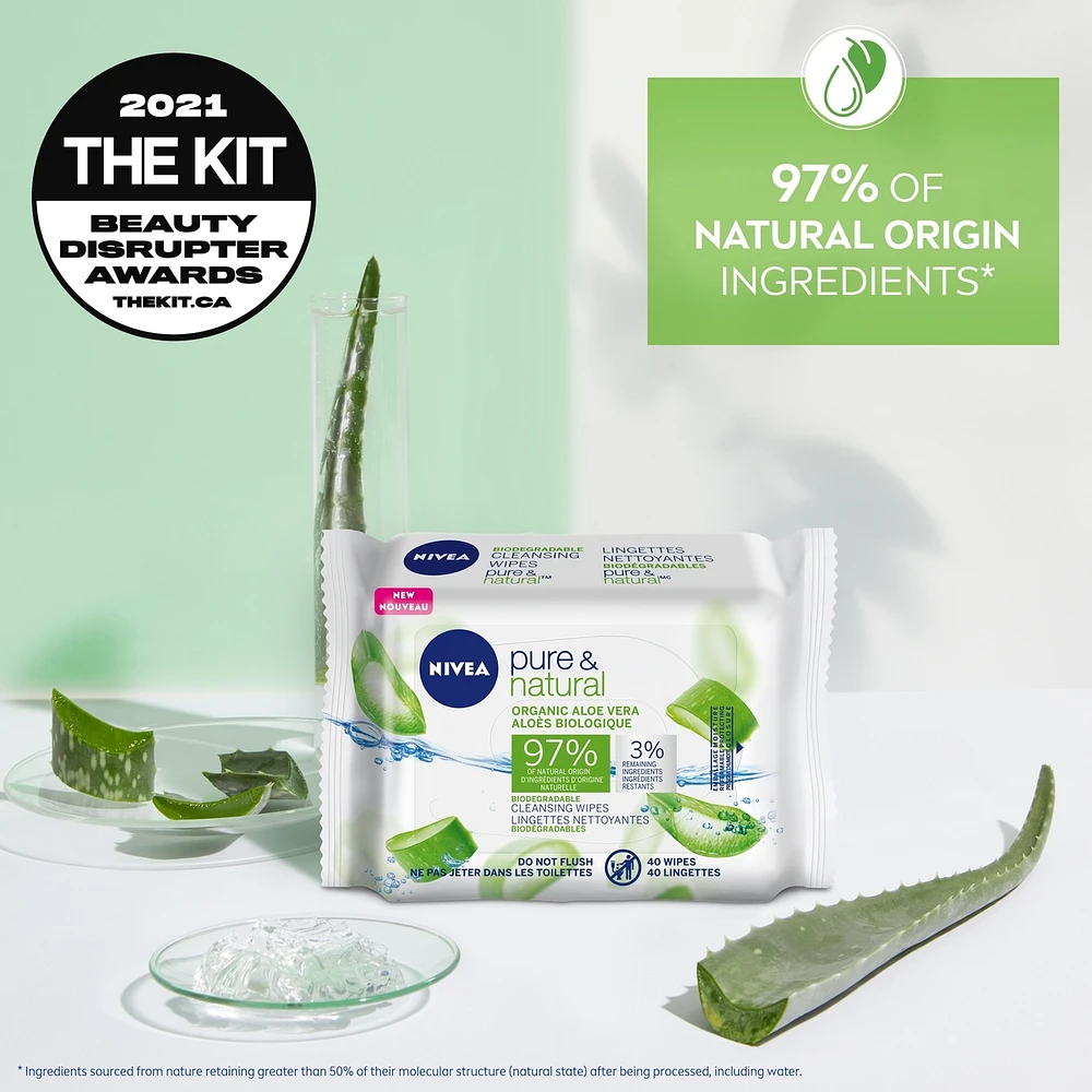 Biodegradable pure & natural ™ Cleansing Wipes