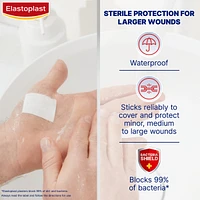 Waterproof XL Dressings | Large Plasters for Post-Operative and Everyday Acute Wounds | Extra Skin Friendly Sterile Dressings | Dermatologically approved | Bacteria Shield
