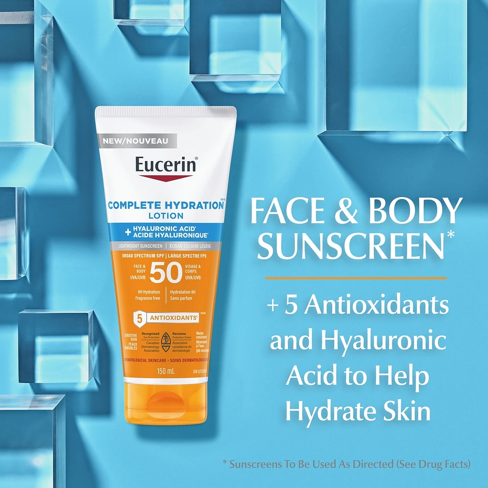 Sun Complete Hydration Sunscreen for Face and Body with SPF 50 | Sunscreen Lotion with Hyaluronic Acid and 5 Antioxidants