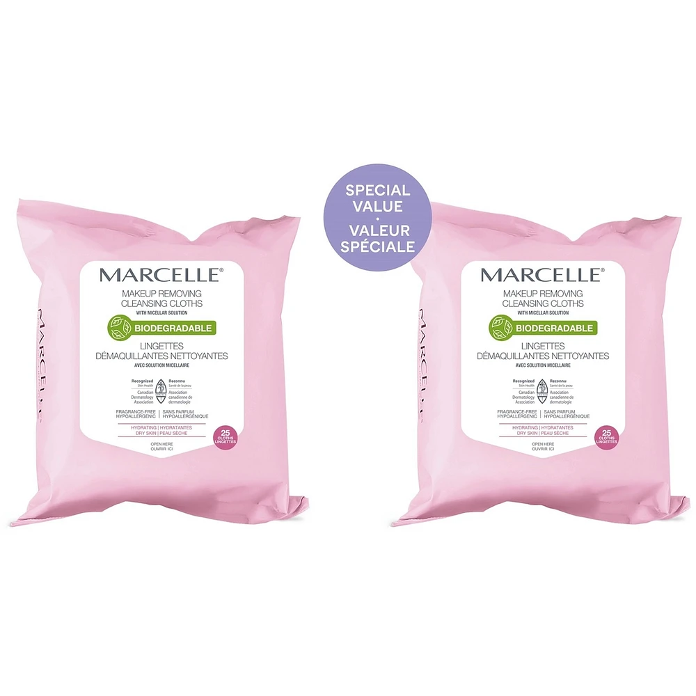 Biodegradable Hydrating Makeup Removing Cleansing Cloths with Recyclable Pouch - Special Value