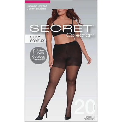 Fabulous Curves Plus Size Supreme Comfort Pantyhose with Ultra Stretch Waistband & Panty & Shadow Toe